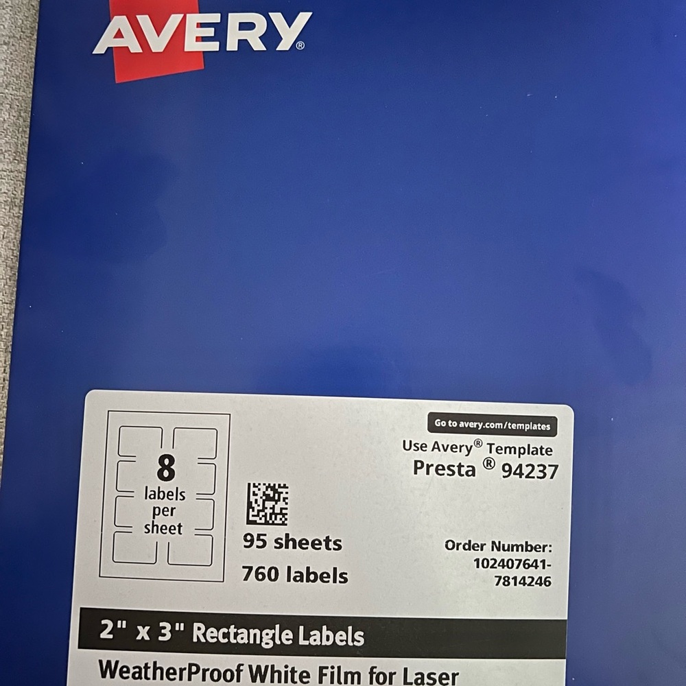 Avery 2" x 3" Rectangle Labels- Used
